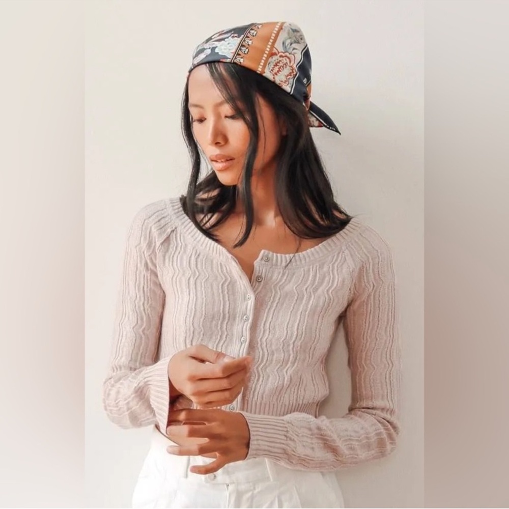 Free People Cropped Mimi Cardigan Sugar Crystals XS